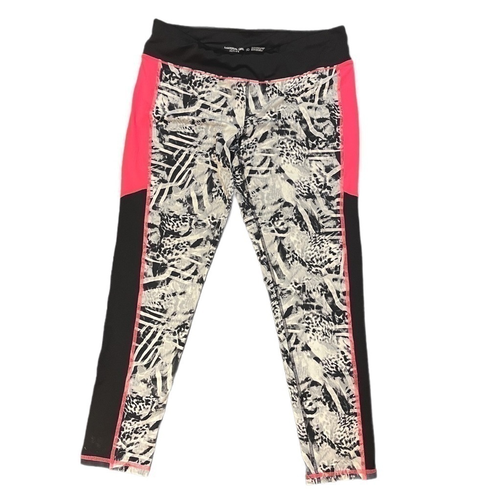 Material Girl Active Workout Leggings Multicolor Pink Black and White Size XL